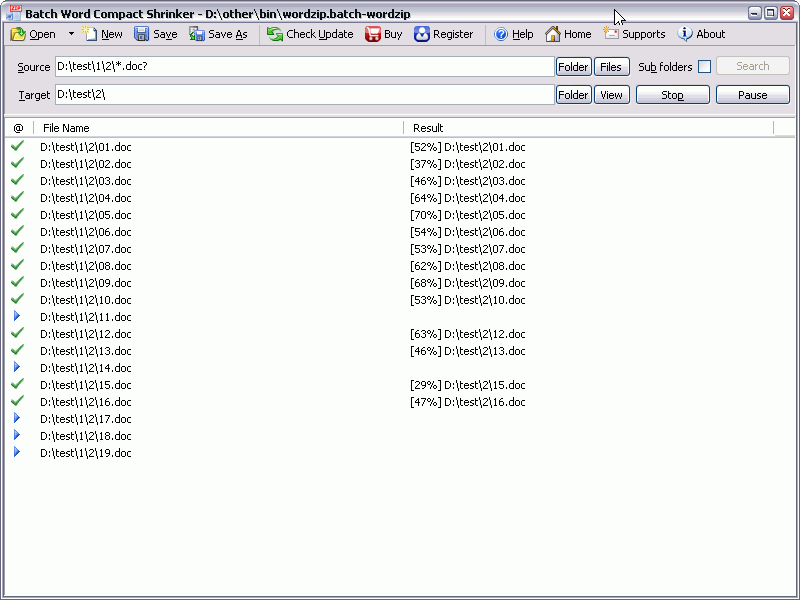 Screenshot for Batch Word Shrink Compactor 2012.4.109
